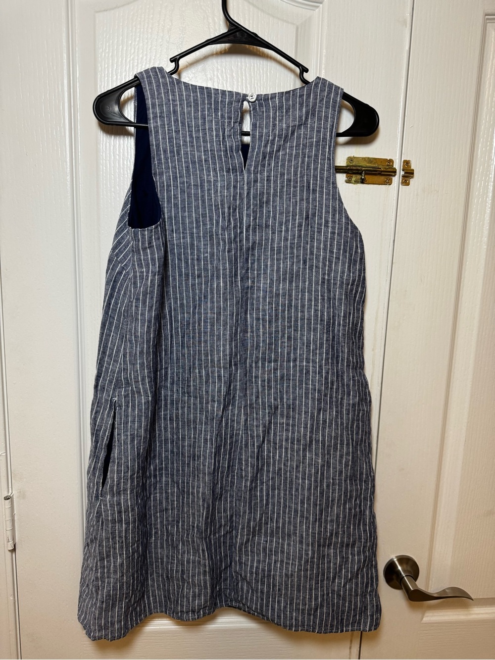 Quince 100% European Linen Sleeveless Shift Dress Blue White Stripe Small - Picture 4 of 5